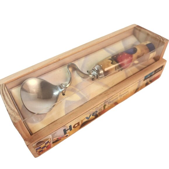 Harvest Honey Spoon in Wooden Crate Vintage 2002 Joie de Vivre Wood Crate NEW - Picture 6 of 13